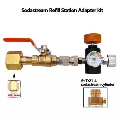 TR21-4 Cylinder Refill Adapter With Ball Valve For Sodastream CO2 Tank Connector • £16.79