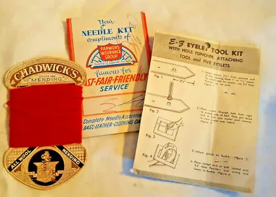 3 Pcs Vintage SEWING Supplies (Engl.Mending WoolFarmers Needl Kit Eyelet Kit) • £9.60