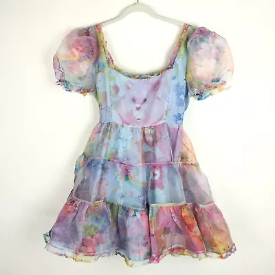 Dolls Kill X Care Bears Kingdom Of Caring Organza Coquette Mini Dress Womens L • £90.64