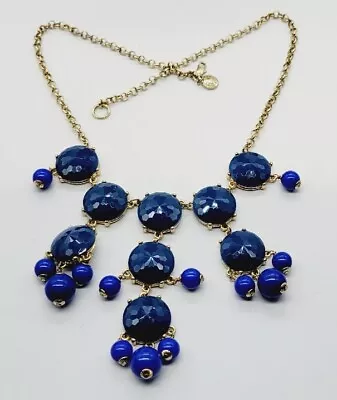 J. Crew Bubble Stone Necklace Blue & Gold Tone 24 In • $22.49