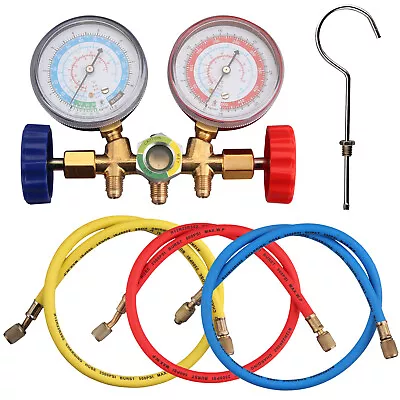 AC Manifold Gauge Set A/C Refrigeration 3FT Color Hose Fit R404A R134a R12 R22 • $27.99