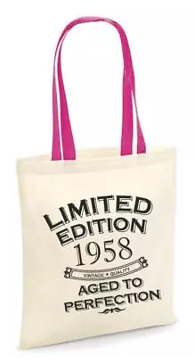 £7.49 • Buy 65th Party Cotton Tote Bag Birthday Presents Gifts Year 1958 Shopper Shopping