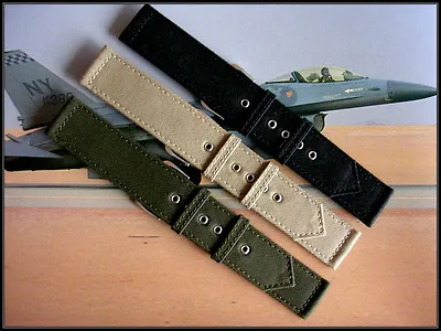 Canvas WWII 2pc Khaki Vintage Army Military Watch Band Nato IW SUISSE 16 18 20mm • $13.94