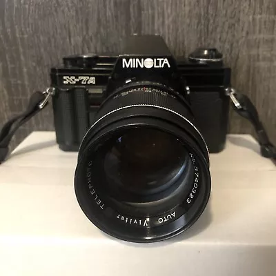 Minolta X-7A 35mm Film Camera With Vivitar 135mm 2.8 Telephoto  • $49.99