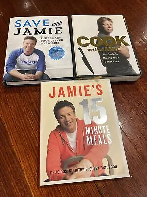 JAMIE OLIVER BOOK BUNDLE Save With Jamie Cook With Jamie 15 Min COOKBOOK Hardbac • $29.99