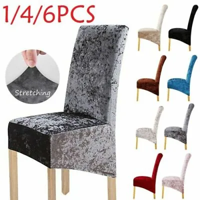 £6.99 • Buy Crushed Velvet Dining Chair Covers Stretchable Protective Slipcover Home Decor