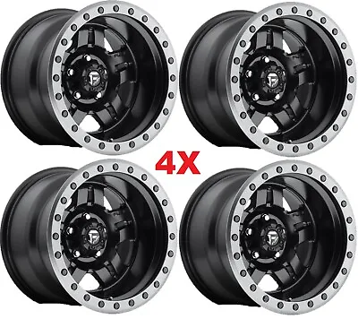 $804 • Buy 15 Fuel Anza Wheels Rims 15x8 5 Lug Black Anthracite Ring