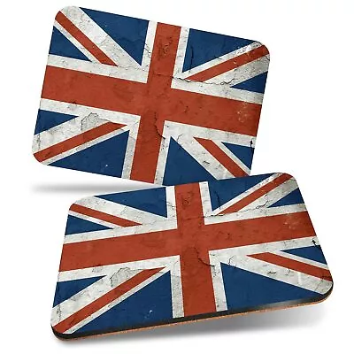 2x MDF Cork Placemat 29x21.5cm Distressed Union Jack British Flag #16072 • £19.99