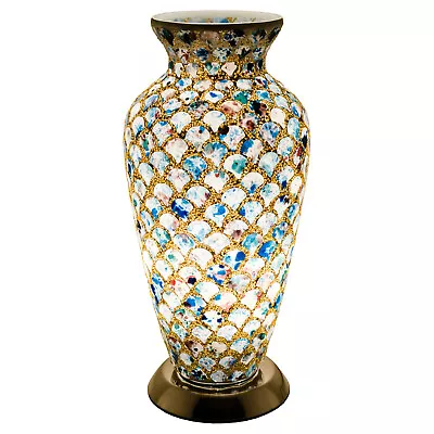 Blue Tile Mosaic Glass Vase Lamp • £49.99