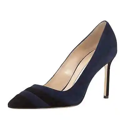 MANOLO BLAHNIK BB Two-Tone Suede Pump In Navy And Black 6.5/37.5 • $300