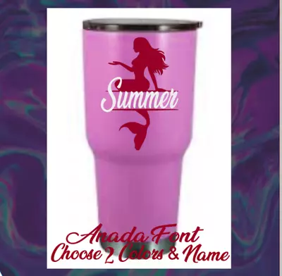 Monogram Vinyl Decal For Your TumblersCups Sticker Personalized Mermaid Design • $3