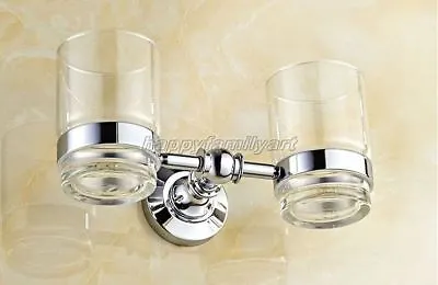 £39.59 • Buy Polished Chrome Brass Wall Mounted Bathroom Toothbrush Holder Glass Cup Yba807
