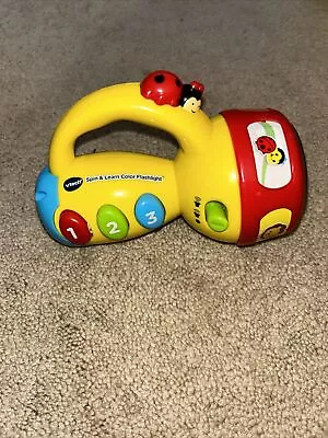 VTech Spin And Learn Flashlight Toy Animals Sounds Colors Ladybug Lights Tested  • $4