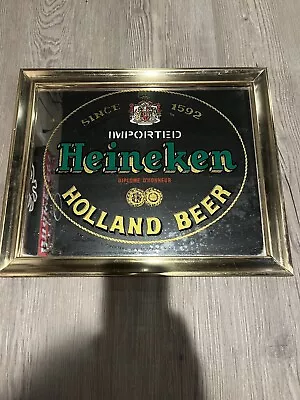 Vtg Heineken Holland Beer Since 1592 Mirror Tavern Pub Bar Sign Man Cave Decor • $34.99