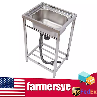 Stainless Steel Commercial Utility Sink Kitchen Sink 1 Compartment Freestanding  • $95.01