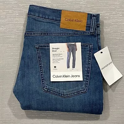 Calvin Klein Straight Leg Jeans Pants Men's 36 X 30  Medium Wash Stretch Denim • $29.95