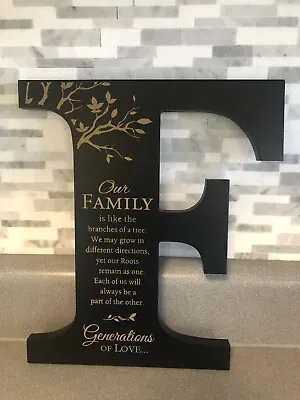 Letter F Wood Wall Plaque Hanging Decor Sign With Family Generations Verse  • $21.95