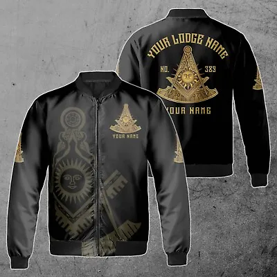 Custom Lodge Name Number Masonic Past Master Sun Freemason Unisex Bomber Jacket • $44.59