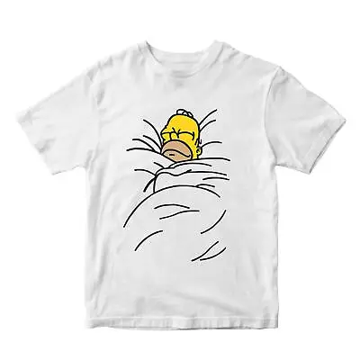 Adults Mens Dad Funny Homer Simpson T-Shirt Sleeping Lazy Cartoon Birthday Gift • £7.99