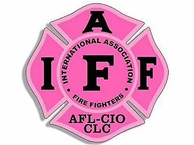 Iaff Afl-cio Clc Fire Maltese Helmet Pink 4  Car Sticker Decal Made In Usa • $19.99