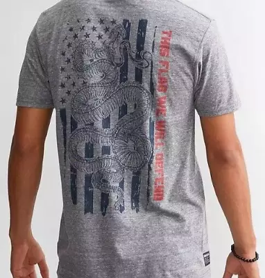 Howitzer Men's Vintage Grey Snow DEFEND FLAG Cotton T-Shirt Size Large NWT • $20.99