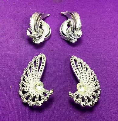 1960s LOT Sarah Coventry UP THE EAR SILVERTONE Clip Earrings    EE94 • $13.99