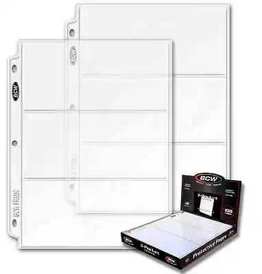 25 BCW 3-Pocket LARGE Size 3.5 X 8 Currency Paper Money Binder Pages Holders • $10