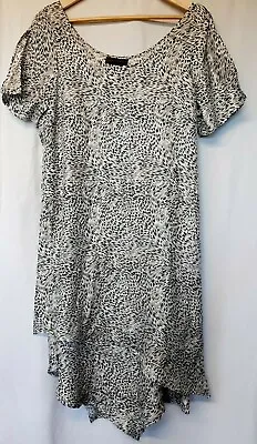 Hampstead Bazaar Silk Tunic Dress.Abstract Animal Print.Greysilver.Lagenlook.16 • £44.99