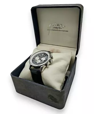 Rotary Men's Chronospeed Chronograph (GS03351) Date Black Leather Strap Boxed ** • £49.99