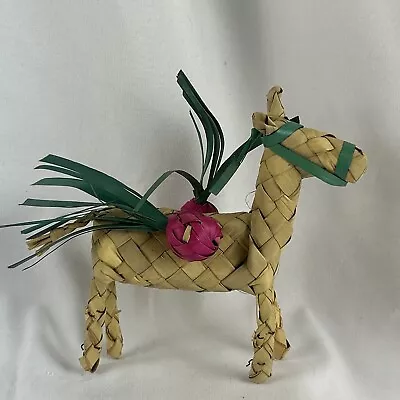 Vintage Hand Woven Donkey Figurine 5” Palm Leaf Folk Art • $12