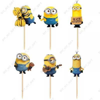 Kids Party Cake Decor Supply - Set Of 24 Cute Cartoon Cupcake Toppers • $8.61