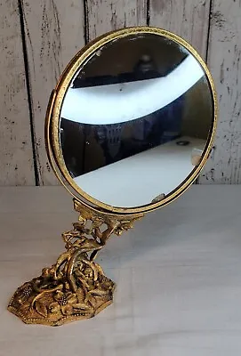 Vtg. Matson Gold Bird & Tree Side Standing Tilt Vanity Mirror See Descriptions • $99.99