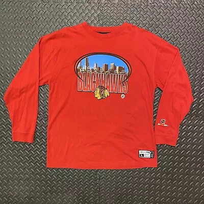 Chicago Blackhawks Shirt Sz Large City Skyline L/S NHL The Coolest Game Vintage • $29.99