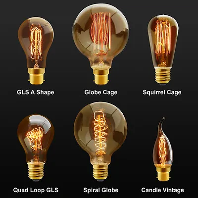 £5.99 • Buy Vintage Industrial Filament Squirrel Cage Antique Style Edison Light Bulbs  