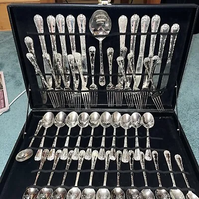 Vintage W.M. Rogers ENCHANTED ROSE Silverplated Flatware/silverware- 48 Piece • $149.99