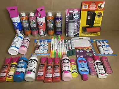 Job Lot Wholesale 38 Mixed Tulip Fabric Paint  Spray Paint Etc Clearance Craft • £30