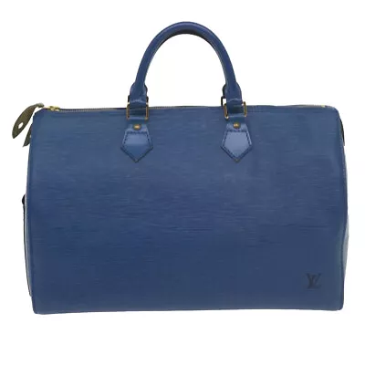 Louis Vuitton Speedy 35 Blue Leather Handbag Authentic • $788