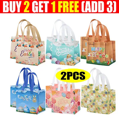 2x Easter Tote Gift Bags Reuseable Packaging  Bunny Egg Hunt Party Holiday Favor • £2.49