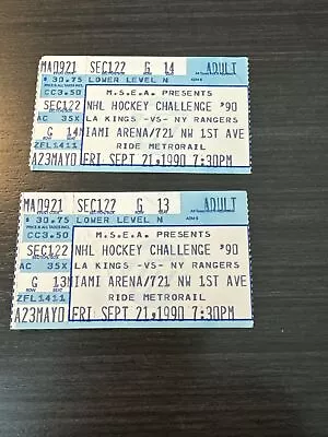 NHL Hockey Challenge 1990 Ticket Stubs  LA Kings Vs. NY Rangers 9/21/90 Miami FL • $99.85