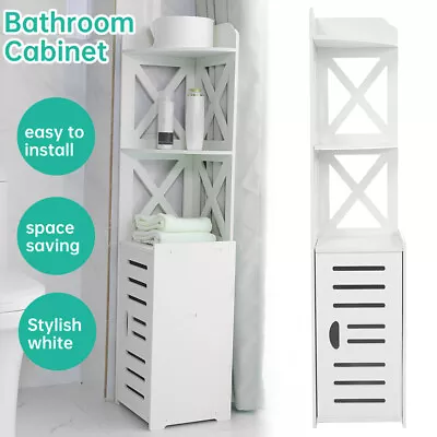 Bathroom Storage Corner Floor Cabinet W/Door&Shelves Toilet Paper Storage Stand • $48.35