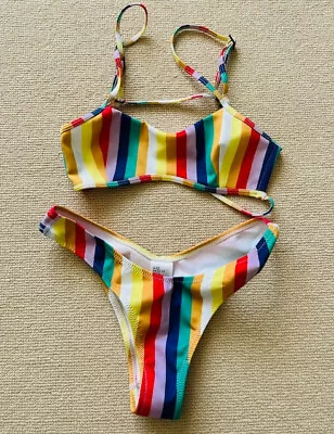 Women’s Topshop Rainbow-print Bikini Size XS/Eur 32-24 • £8.35