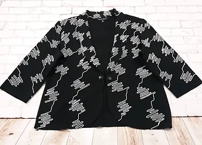 Ming Wang Cardigan Sweater Open Front Hook Close Womens XL Black Long Sleeve • $49.99