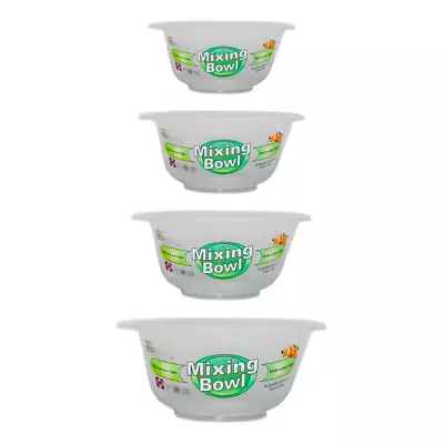 Clear Plastic Mixing Bowls Baking Kitchen Salad Servings Stirring Small/Large • £10.99
