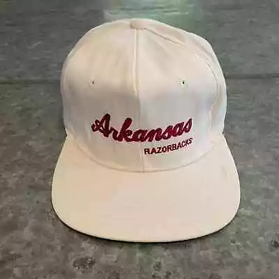 Vintage Arkansas Razorbacks Snapback Hat Script White The Game University 80s • $30