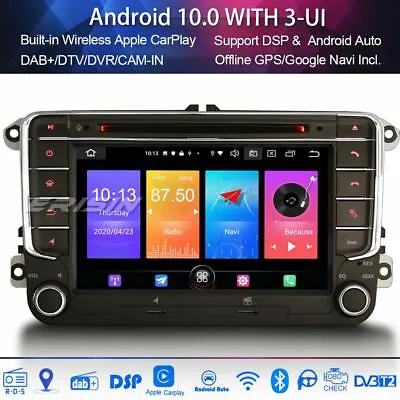 DAB+Android 10 Car Stereo SatNav Radio For VW Passat Golf 5/6 EOS Polo T5 Touran • £391.37