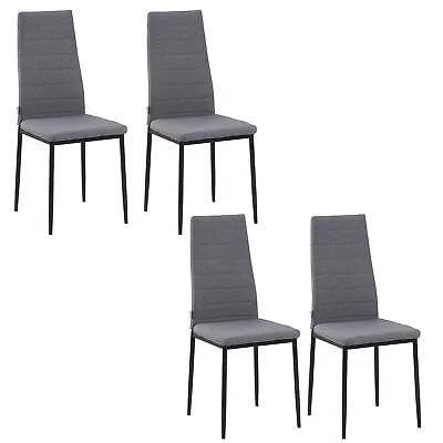 HOMCOM Dining Chairs Upholstered Fabric Accent Chairs With Metal Legs Set Of 4 • £74.99