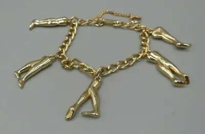 Ballet Charm Bracelet Gold Tone Ballerina Legs 1950s Modernist Dancer Gift 7.25  • $24