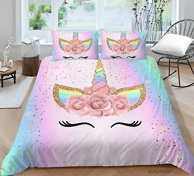 £33.59 • Buy Unicorn Bedding Set For Girls, Unicorn Duvet Cover, Modern Lightweight Bed Cover
