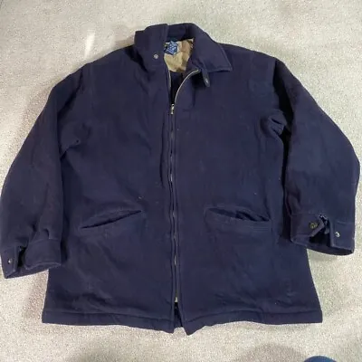 $51.55 • Buy Gant Jacket Mens Large L Blue Wool Southhampton Full Zip Coat Heavyweight