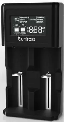 UNiROSS COMPACT FAST SMART LCD Li-ION/NiMH CHARGER And  Batteries • £8.99